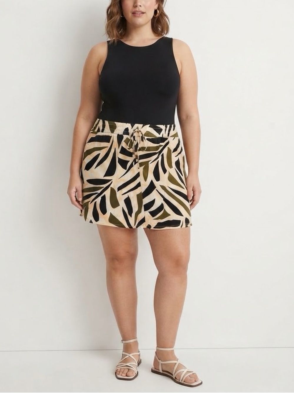 Royalty For Me Striped Elastic Waist Shorts - Black, Olive & Cream